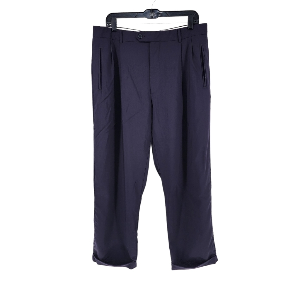 Paul Fredrick Men's 100% Wool Pleated Cuffed Pant - 36R